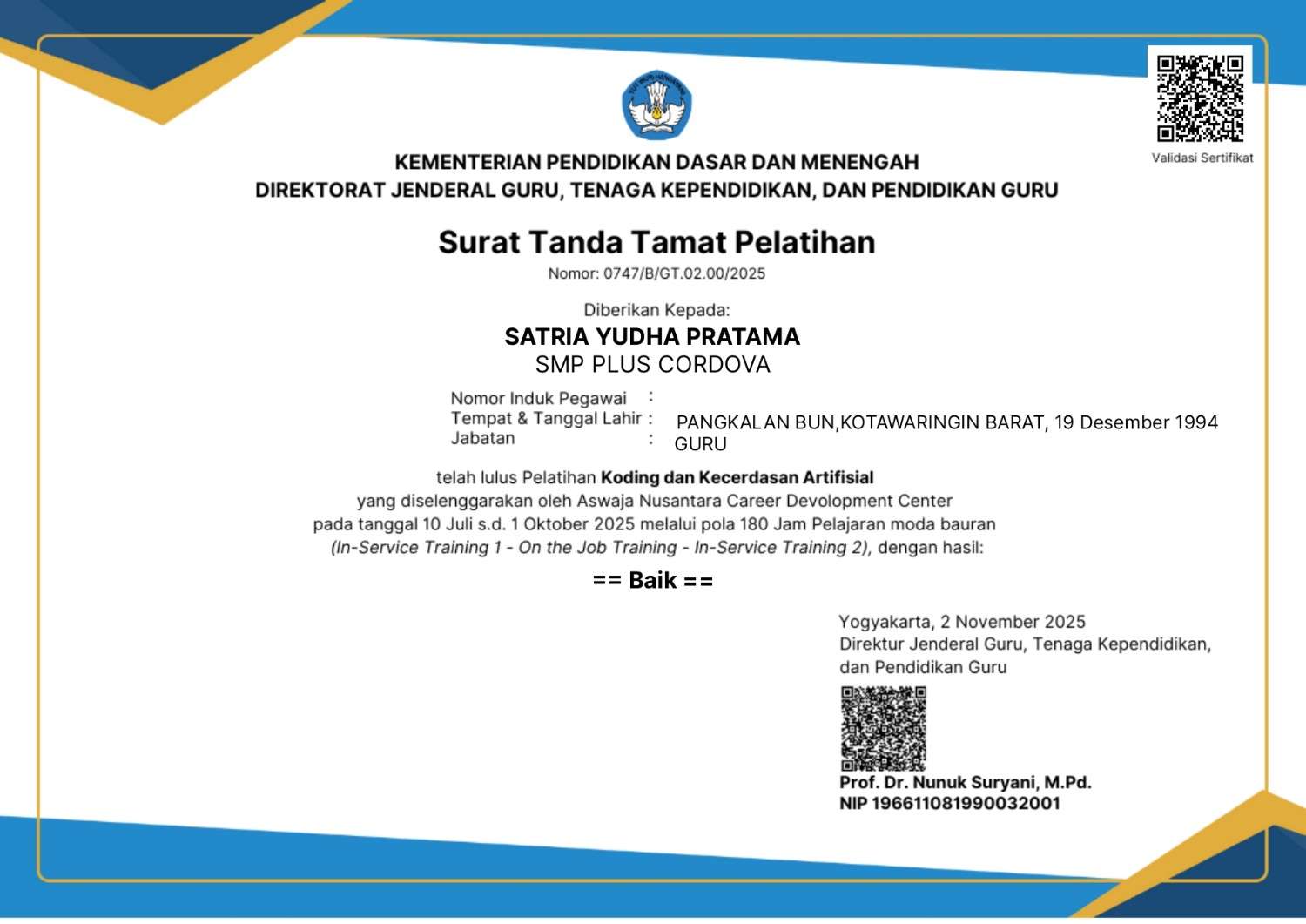 Pelatihan Koding dan Kecerdasan Artifisial