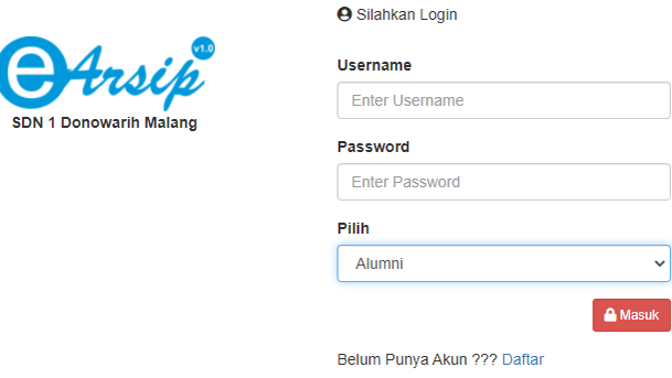Aplikasi E-Arsip SDN 1 Donowarih
