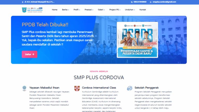 Sistem Informasi SMP Plus Cordova Banyuwangi